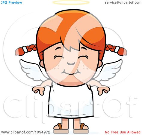 Clipart Smiling Red Haired Angel Girl Royalty Free Vector