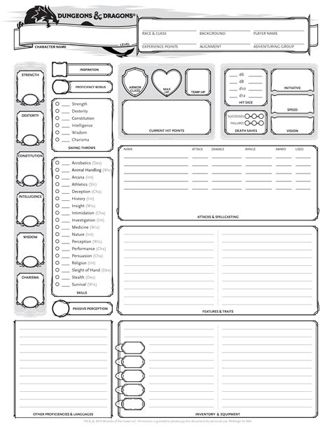 Dnd Character Sheets Printable