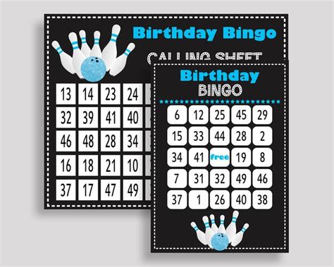 Bowling Bingo Game Cards Bowling Birthday Game Printable Etsy Bingo