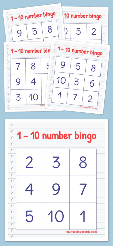 Free Printable 1 10 Number Bingo Cards Perfect For Kindergarten Or