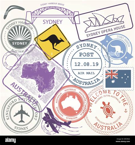 Passport Stamp For Australia Stock Vector Images Alamy