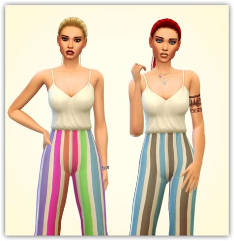 Striped Jumpsuits Sims 4 Female Clothes