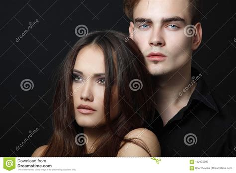 Passion Couple Beautiful Young Man And Woman Closeup Over Stock Image Image Of Love