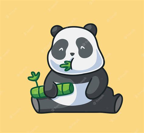 Premium Vector Cute Panda Eating A Bamboo