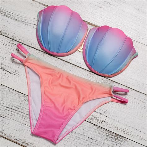 cup up brazilian swimsuits shell bikinis set swimwear sexy bathing suits women maillot de bain