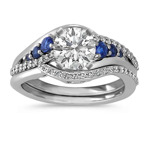 Blue Sapphire And Diamond Wedding Ring Sets Abc Wedding