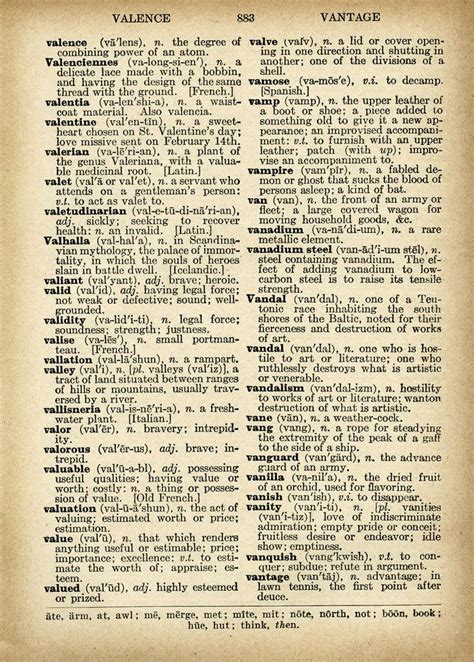 Valentine Vampire Vanilla ~ Free Dictionary Page Free Vintage