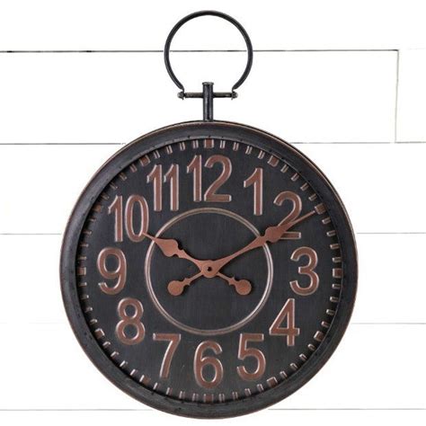Metal Pocket Watch Style Wall Clock Antique Farmhouse