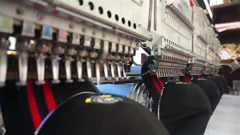 Industrial Embroidery Machine Embroidering Hat Stock Footage Video (100 ...