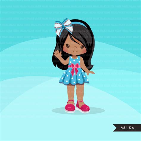 Polka Dot Dress Little Girl Clipart Spring Summer In 2021 Girl