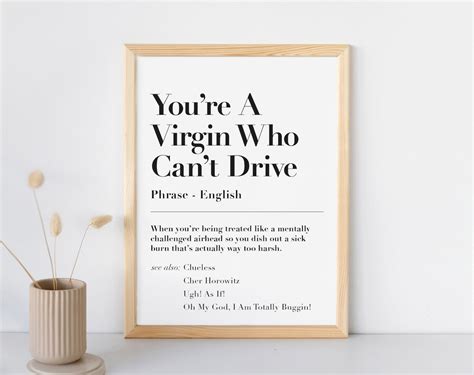 Virgin Who Can T Drive Clueless Funny Dictionary Quote Etsy UK