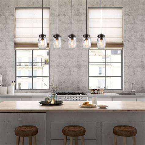 In much the same way as chandeliers, they add drama. LNC 5 Glass Mason Jar Kitchen Island Lighting Multi ...