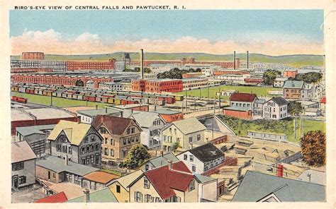 Pawtucket Rhode Island Central Falls Birdseye View Antique Postcard K20349