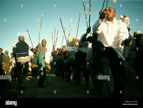 Men Taking Part In A Traditional Tribal Dance In Lesotho Southern