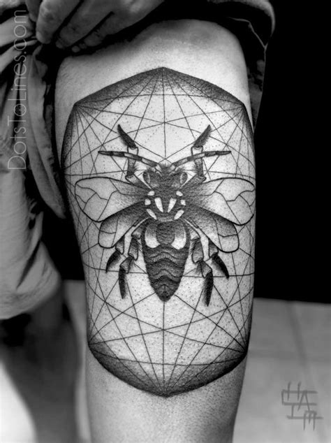Chaim Machlev Combines Nature And Geometry In This Dotwork Tattoo Of A