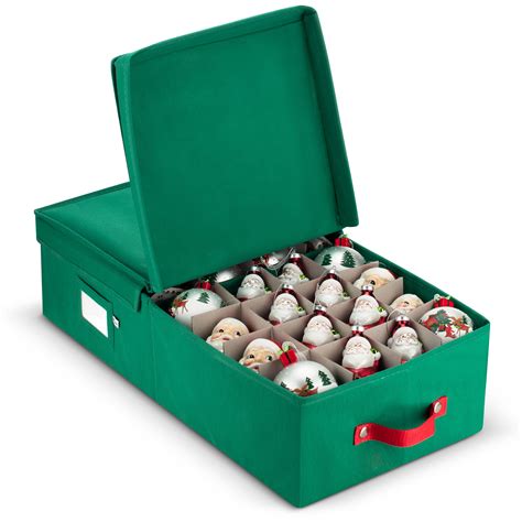 Zober Green Underbed Christmas Holiday Ornament Storage Box  with Lid