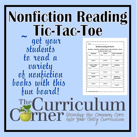 Nonfiction Reading Tic Tac Toe The Curriculum Corner 123