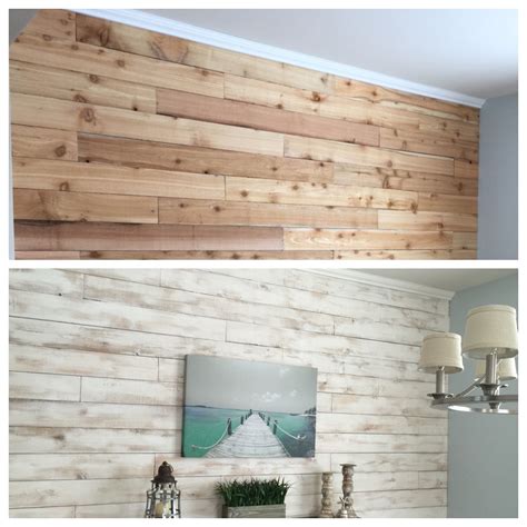 White Washed Wood Wall Made From Cedar Fence Boards White Wash Walls