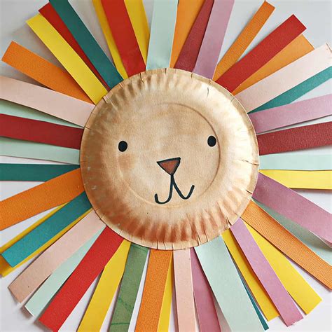 Paper Plate Lion Craft With A Rainbow Mane