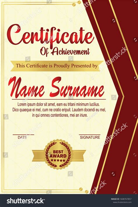 Premium Golden Certificate Template Design Stock Vector Royalty Free