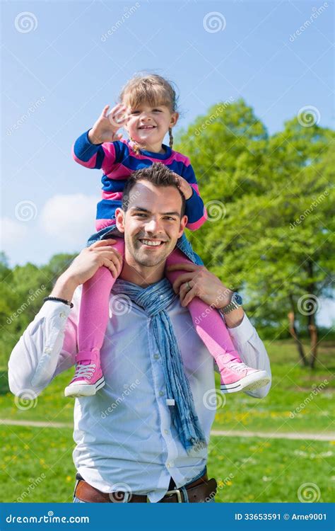 Father And Daughter On A Summer Meadow Stock Image Image Of People Blue 33653591