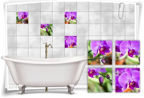 Unser team hat unterschiedliche hersteller. Fliesen-Aufkleber Fliesen-Bild Orchideen Lila Pink ...