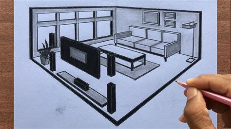How To Draw A Room In 2 Point Perspective Step By Step Youtube