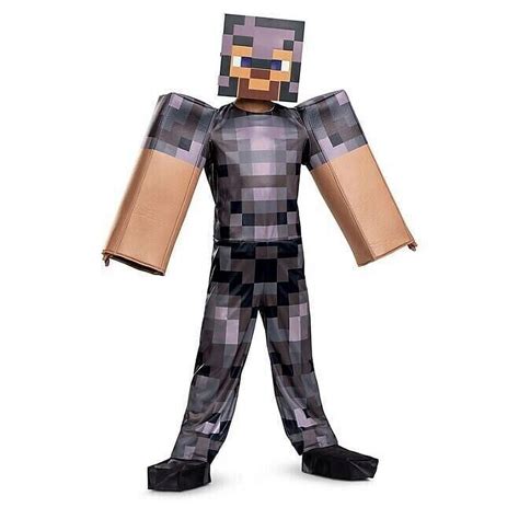 Disguise Boys Minecraft Steve In Netherite Armor Deluxe Costume Size 4