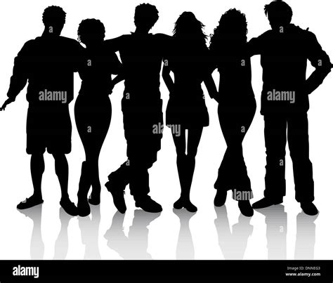 Silhouette Of A Group Of Friends Stock Vector Image And Art Alamy