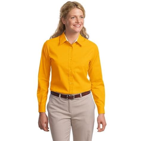 4.8 out of 5 stars 35. Port Authority L608 Ladies Long Sleeve Easy Care Shirt - Athletic Gold/Light Stone | FullSource.com