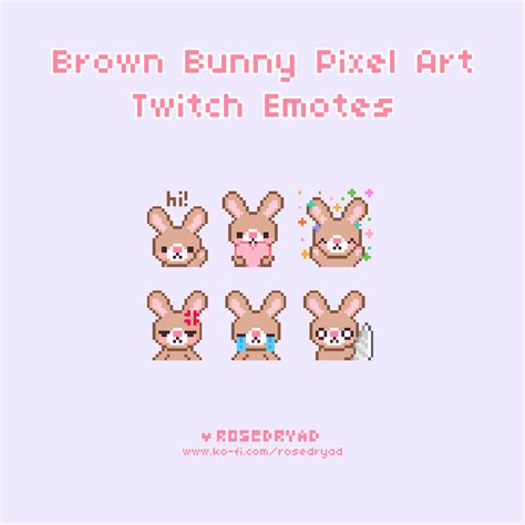 Brown Bunny Pixel Art Twitch Emotes Rosedryads Ko Fi Shop Ko Fi ️