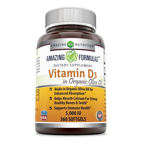 Amazing Formulas Vitamin D3 In Organic Olive Oil 5000 Iu 360