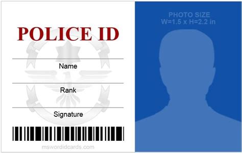 Police Id Card Templates For Ms Word Download Edit And Print