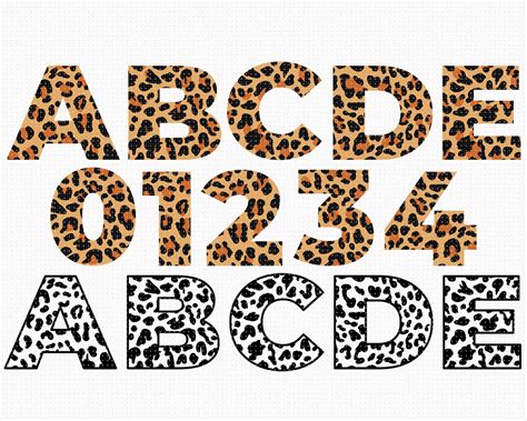 Leopard Print Alphabet Svg Cheetah Pattern Numbers Svg Etsy