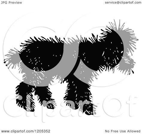 Download black shaggy dog images and photos. Cartoon of a Vintage Black and White Shaggy Dog - Royalty ...