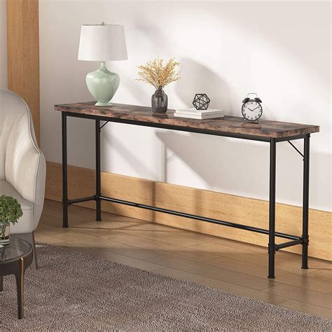 Narrow Console Table Long Industrial Hallway Table For Entryway Height Bar Table