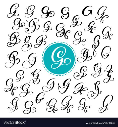 Set Of Hand Drawn Calligraphy Letter G Royalty Free Vector