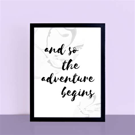 And So The Adventure Begins Wall Art Black And White Quote Etsy Uk