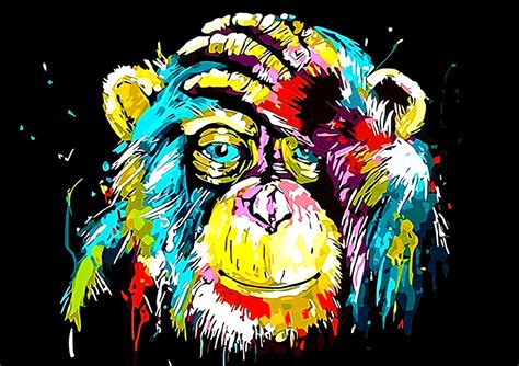 Rainbow Monkey Art Poster Framed Wall Art Print Picture Home Etsy