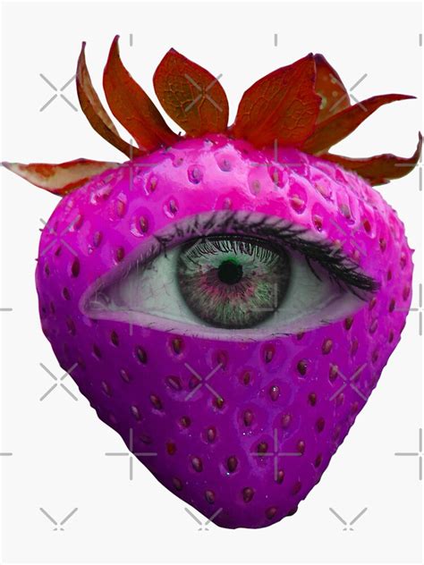Weirdcore Aesthetics Dreamcore Pink Eyed Strawberry Sticker For Sale