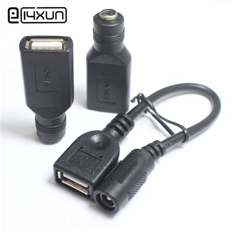 1pcs 5 5 2 1 Mm To Usb 2 0 Female To Female Plug Jack 5v Dc Power Plugs Connector Charging