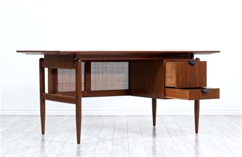 Finn Juhl Finn Juhl Executive Walnut Desk With Caning For Baker Furniture