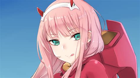 Live wallpaper zero two youtube. Darling In The FranXX Zero Two Hiro Zero Two With Dark Pink Dress And Green Eyes With Blue ...