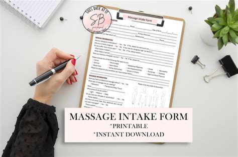 Massage Therapy Intake Form Massage Therapy Client Intake Etsy