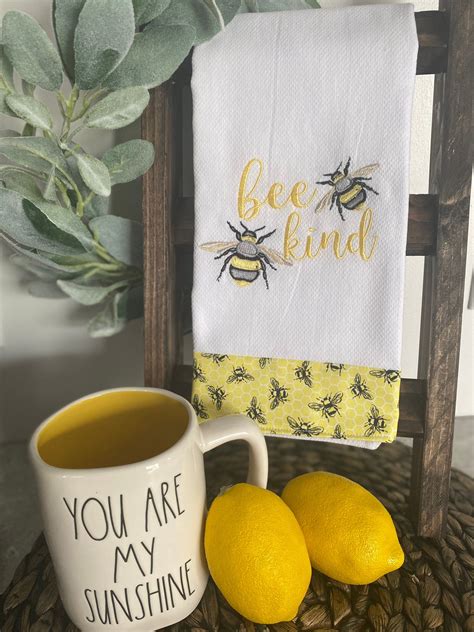 Bee Kind Cotton Kitchen Towel Etsy Bee Kitchen Towel Bee Decor