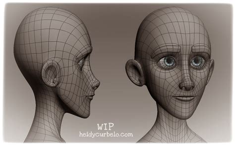 Face Topology Of A More Cartoony Character To Create Heidy Curbelo Designer And 3d Artist