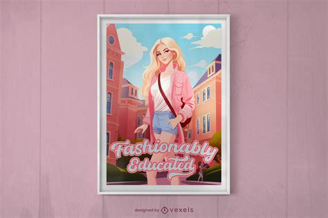 Fashion Girl In Pink Poster Design Psd Editable Template