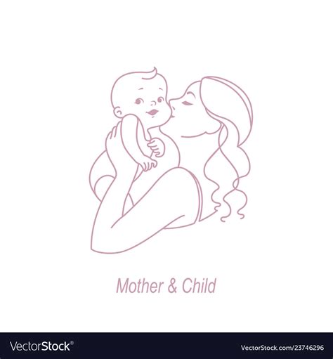 Mother And Child Line Logo Royalty Free Vector Image