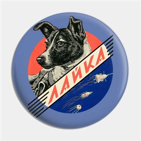 Laika First Space Dog — Soviet Vintage Space Poster Laika Pin