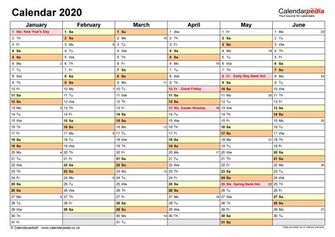 Calendar 2020 Uk Free Printable Pdf Templates